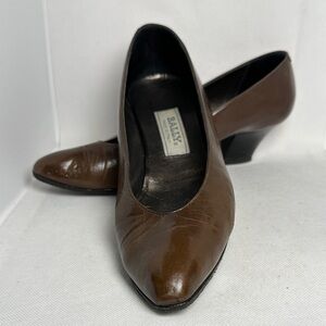 Bally Brown Leather Block Heel Pumps Made in Italy Size 10